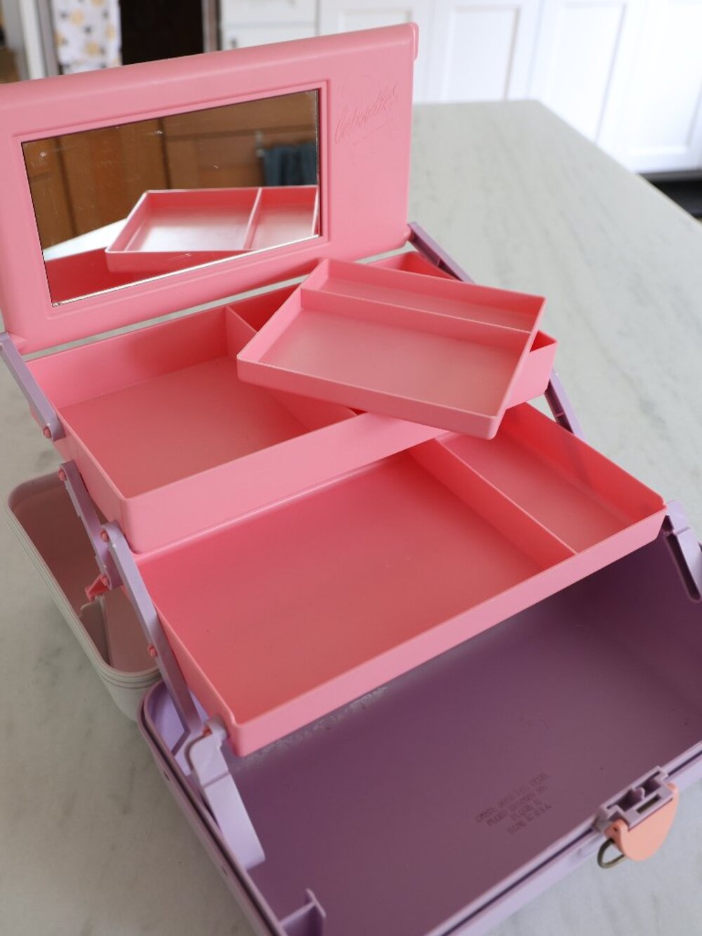 Vintage Caboodles XL 3 Tier w Mirror Makeup Art Storage 90s Lavender Pink